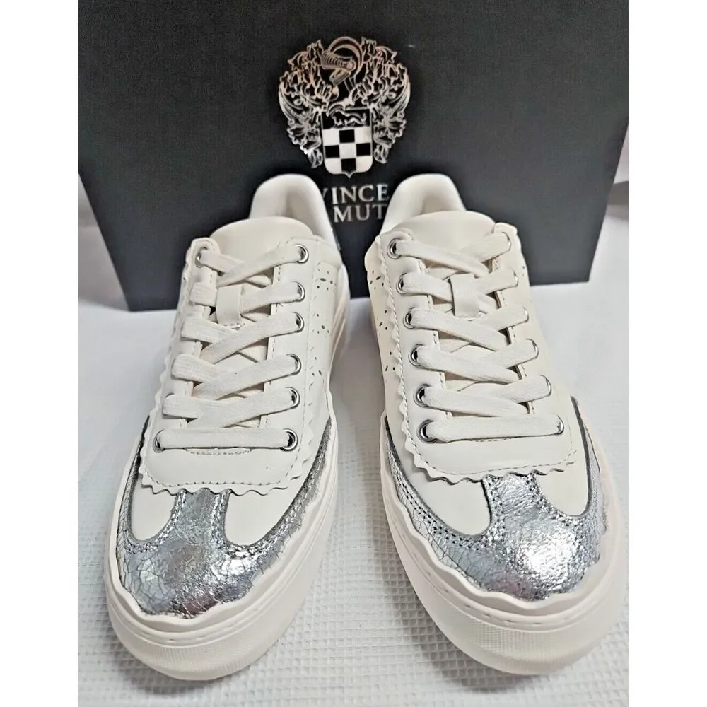 Vince Camuto JENLIE Sneaker laced up Coconut Cream+ Silver woman Sz‎  36/5.5M